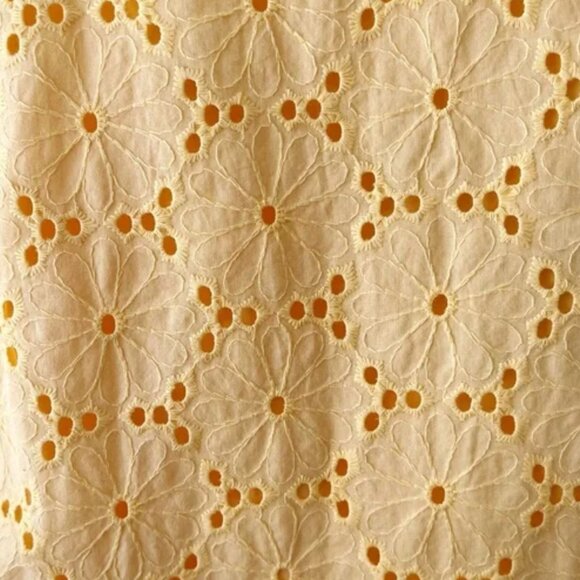 Butter Yellow White House | Black Market Eyelet Embroidered Floral Sheath Dress - Picture 2 of 11